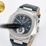 Patek Philippe Nautilus 5980 SS Blue/SS Dial on on Black Leather Strap A7750