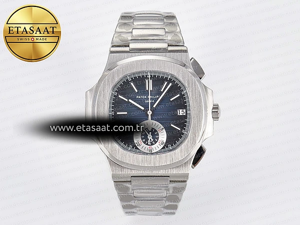 Patek Philippe Nautilus 5980 Mavi/SS Kadran Bilezik A7750 Eta Saat - 1:1 Süper Klon Replika Saat