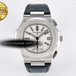 Patek Philippe Nautilus 5980 Beyaz Kadran Siyah Deri A7750 Eta Saat - Görsel 3 - 1:1 Süper Klon Saat