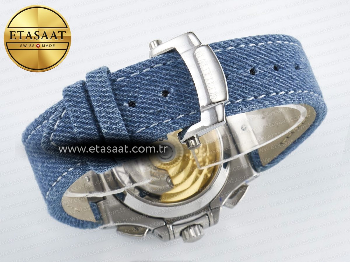 Patek Philippe Nautilus 5980/60G Blue Dial on Blue Braided Strap A7750 - Görsel 15