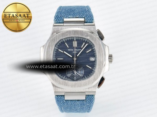 Patek Philippe Nautilus 5980/60G Mavi Kadran A7750 Eta Saat - 1:1 Süper Klon Replika Saat
