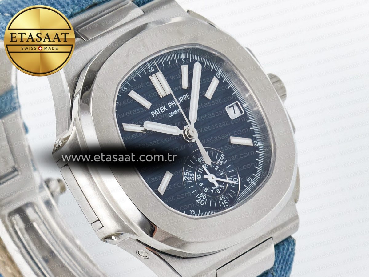 Patek Philippe Nautilus 5980/60G Blue Dial on Blue Braided Strap A7750 - Görsel 5