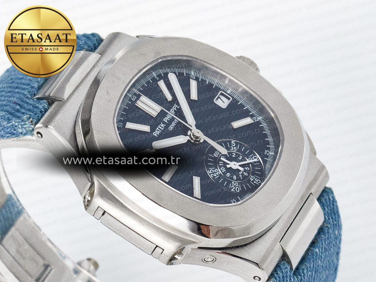Patek Philippe Nautilus 5980/60G Blue Dial on Blue Braided Strap A7750 - Görsel 7
