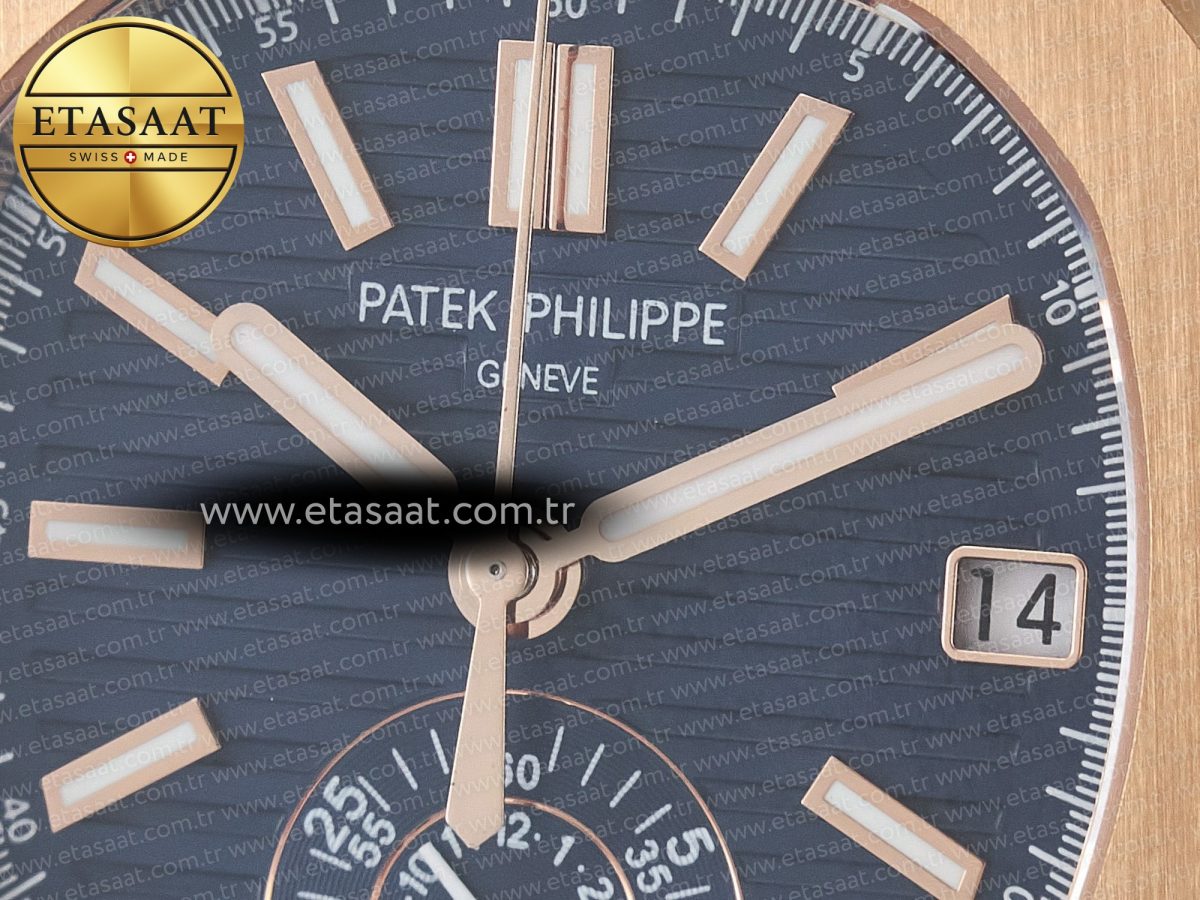 Patek Philippe Nautilus 5980 SS/RG 3KF 1:1 Best Edition Blue Dial on SS/RG Bracelet A7750 mod to PP.CH28-520 - Görsel 10