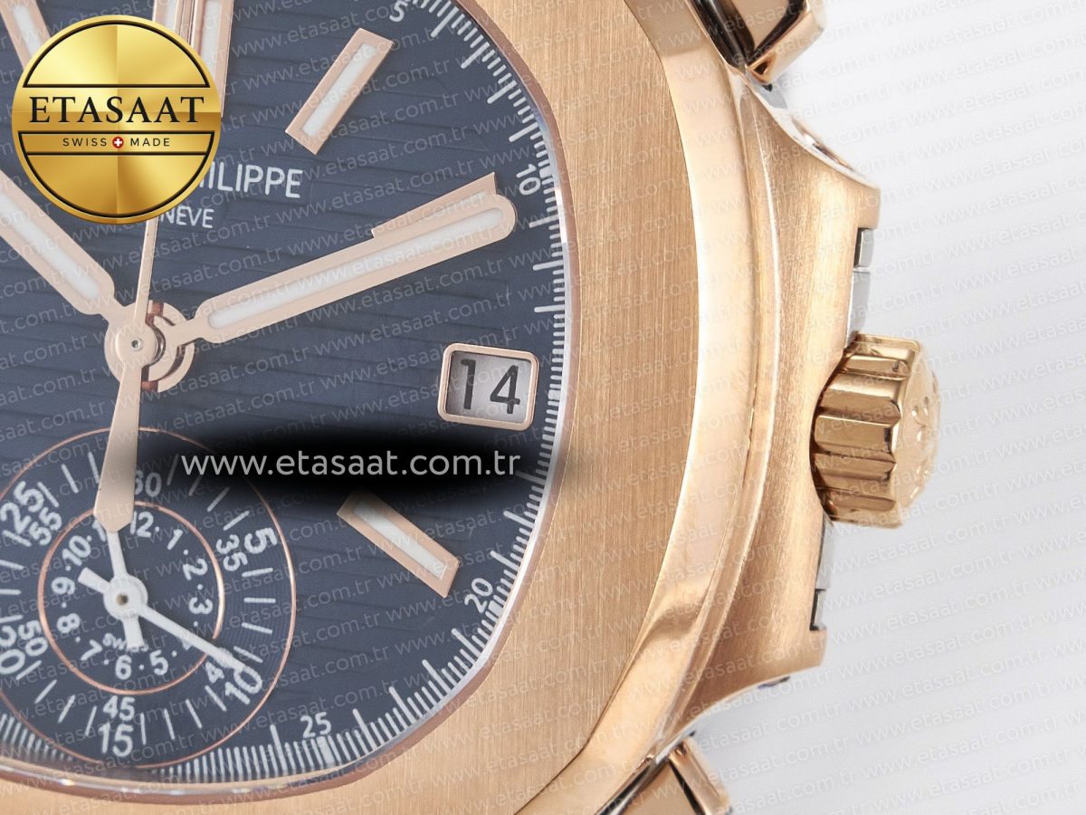 Patek Philippe Nautilus 5980 SS/RG 3KF 1:1 Best Edition Blue Dial on SS/RG Bracelet A7750 mod to PP.CH28-520 - Görsel 11