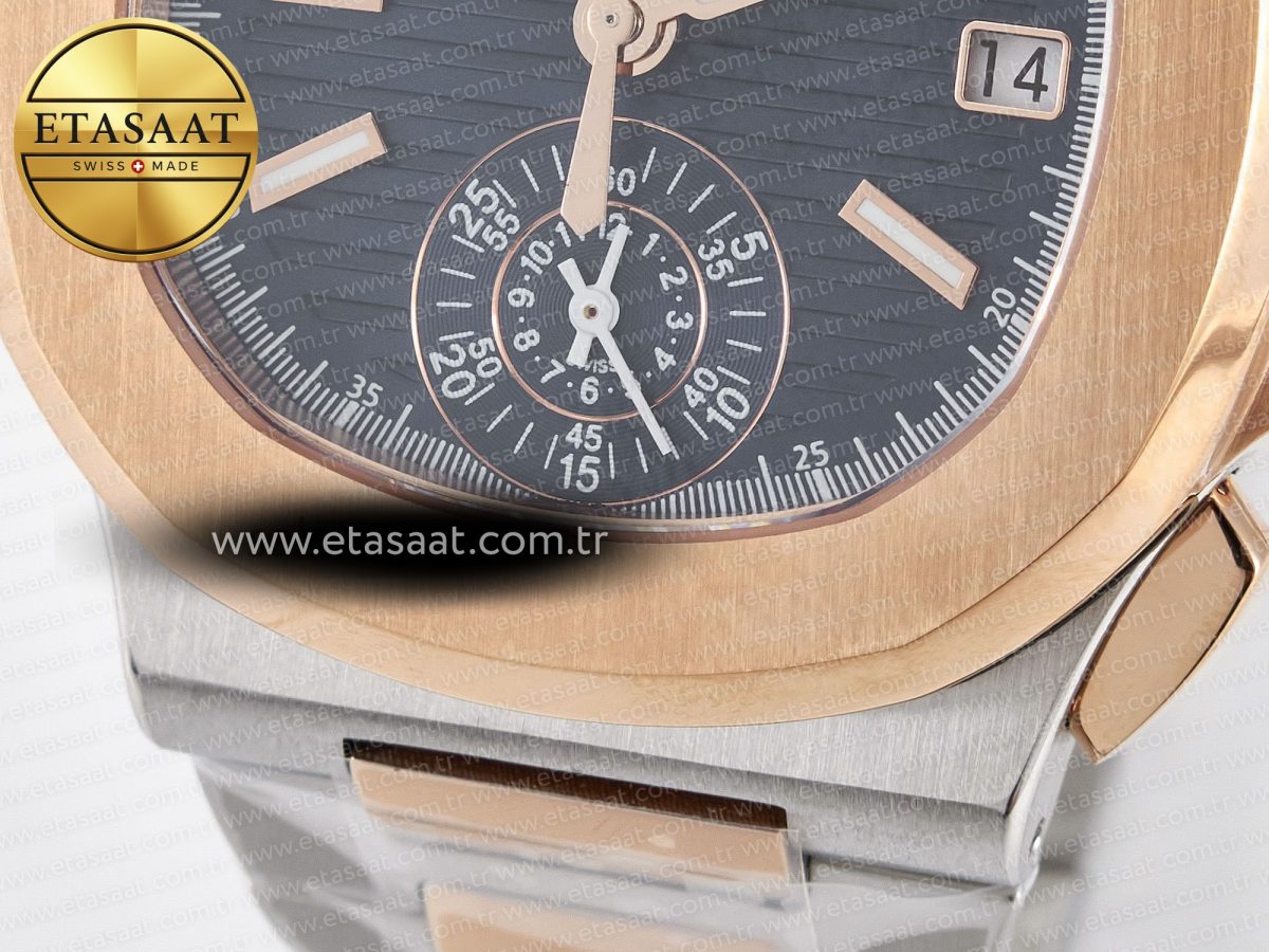 Patek Philippe Nautilus 5980 SS/RG 3KF 1:1 Best Edition Blue Dial on SS/RG Bracelet A7750 mod to PP.CH28-520 - Görsel 12