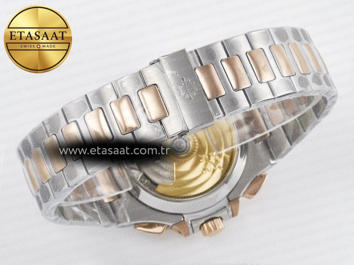 Patek Philippe Nautilus 5980 SS/RG 3KF 1:1 Best Edition Blue Dial on SS/RG Bracelet A7750 mod to PP.CH28-520 - Görsel 15