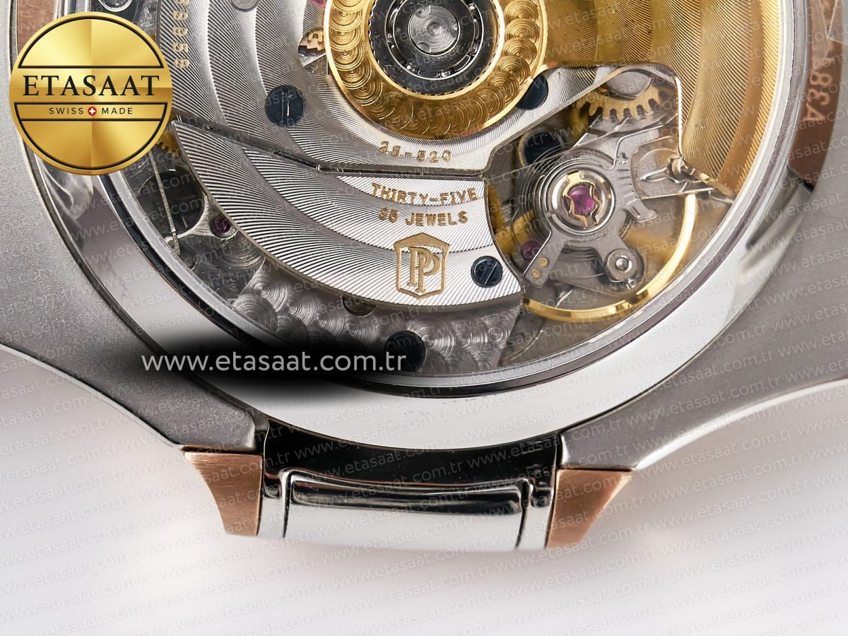 Patek Philippe Nautilus 5980 SS/RG 3KF 1:1 Best Edition Blue Dial on SS/RG Bracelet A7750 mod to PP.CH28-520 - Görsel 18