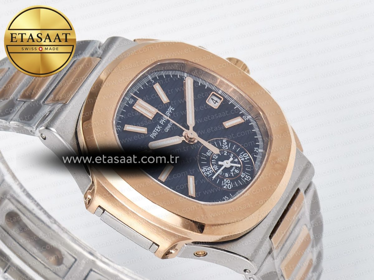 Patek Philippe Nautilus 5980 SS/RG 3KF 1:1 Best Edition Blue Dial on SS/RG Bracelet A7750 mod to PP.CH28-520 - Görsel 7