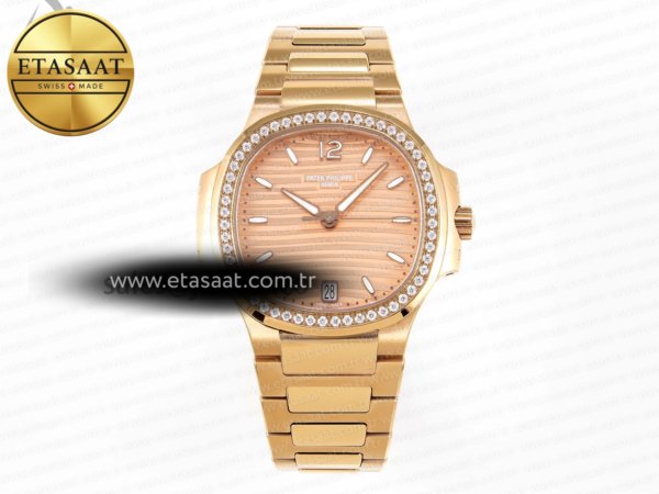 Patek Philippe Nautilus 7118 Pırlantalı Bezel 324CS Eta Saat - 1:1 Süper Klon Replika Saat