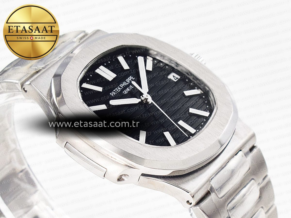 Patek Philippe Nautilus Jumbo 5711 JJF 1:1 Best Edition Black Textured Dial On SS Bracelet A324 V3 - Görsel 7