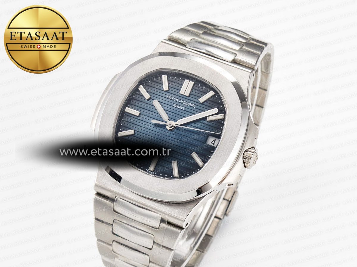 Patek Philippe Nautilus Jumbo 5711 JJF 1:1 Best Edition Blue Textured Dial On SS Bracelet A324 V3 - Görsel 2