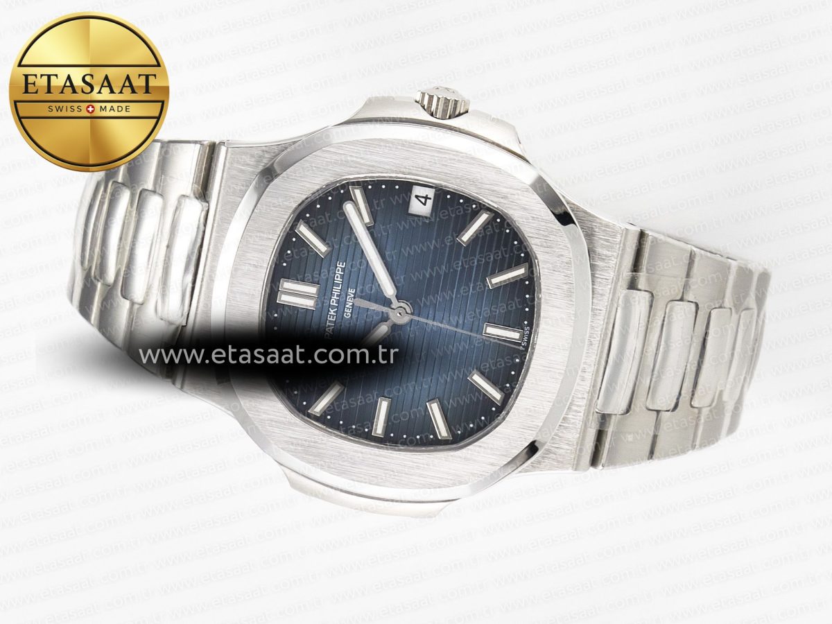 Patek Philippe Nautilus Jumbo 5711 JJF 1:1 Best Edition Blue Textured Dial On SS Bracelet A324 V3 - Görsel 9