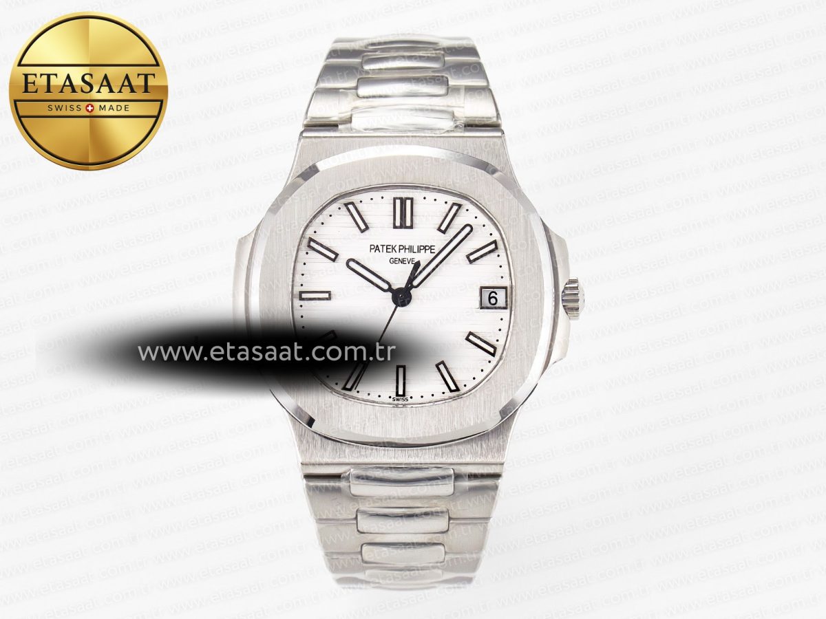 Patek Philippe Nautilus Jumbo 5711 JJF 1:1 Best Edition White Textured Dial On SS Bracelet A324 V3 - Görsel 3