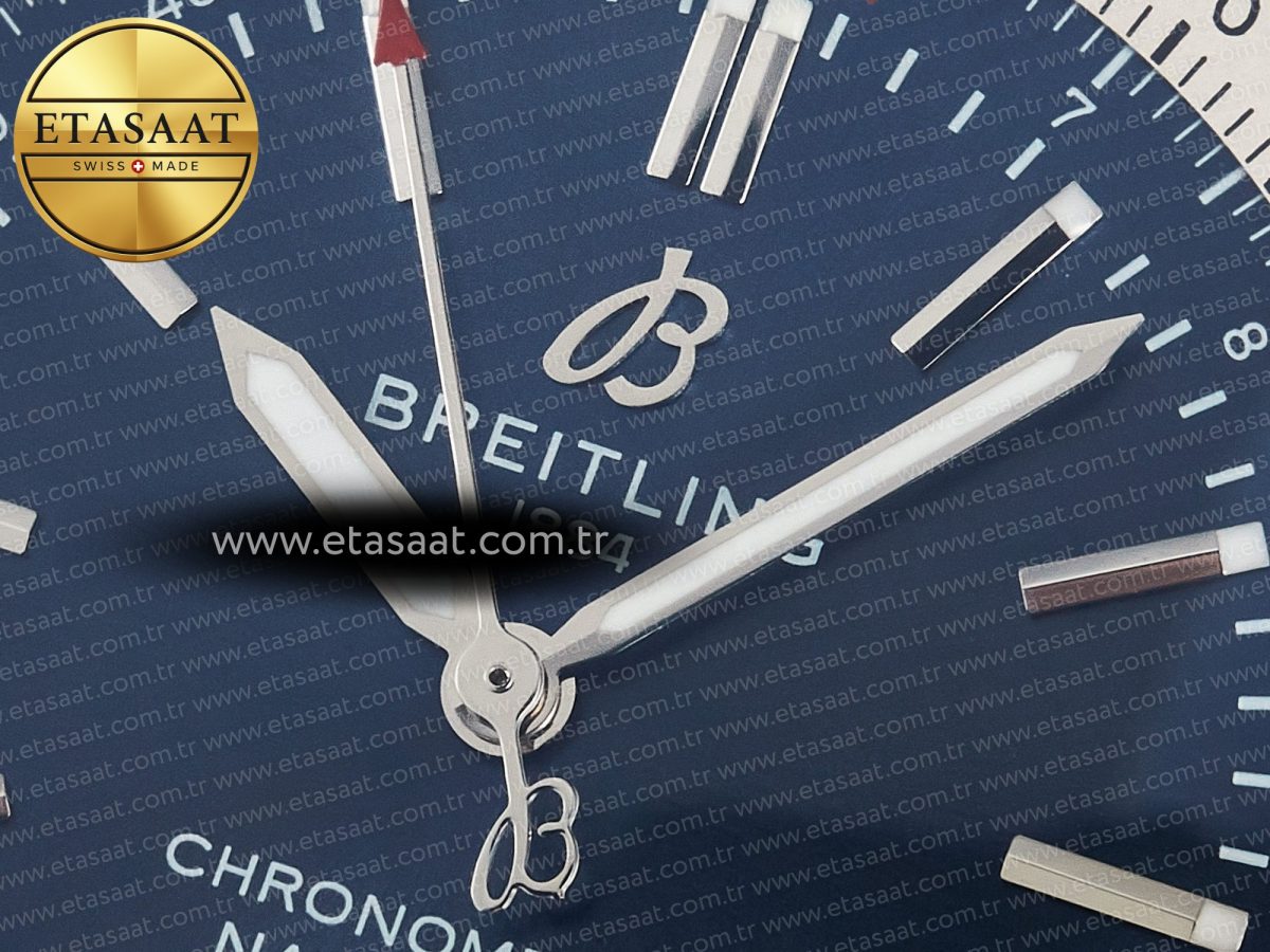 Breitling Navitimer 1 SS 41mm TF 1:1 Best Edition White Bezel Blue Dial on Brown Leather Strap A2824 - Görsel 10