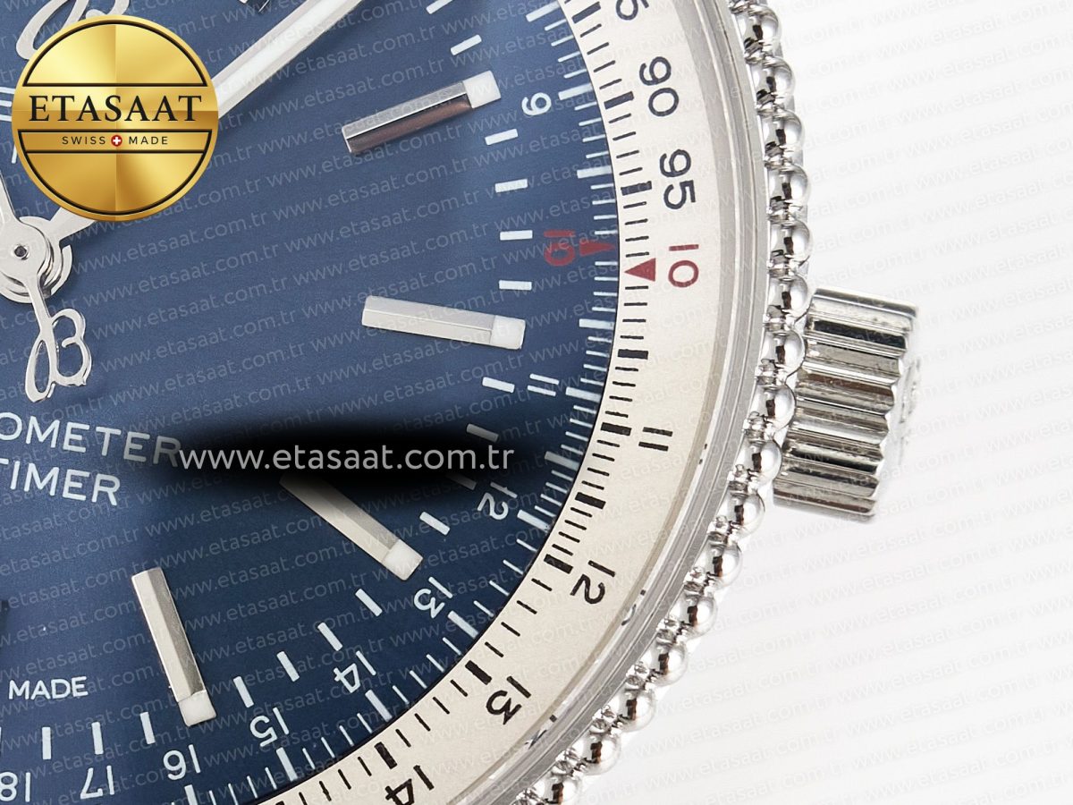 Breitling Navitimer 1 SS 41mm TF 1:1 Best Edition White Bezel Blue Dial on Brown Leather Strap A2824 - Görsel 11