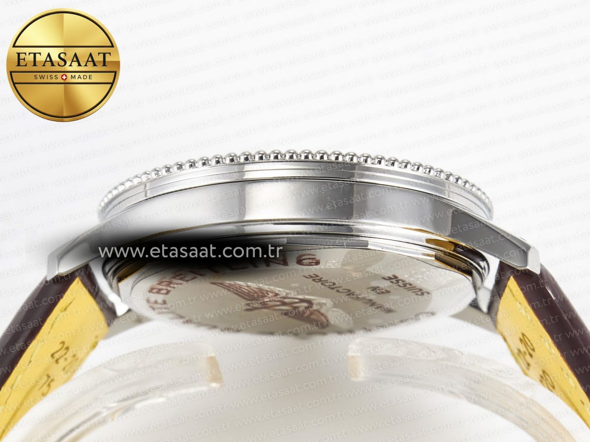 Breitling Navitimer 1 SS 41mm TF 1:1 Best Edition White Bezel Blue Dial on Brown Leather Strap A2824 - Görsel 13