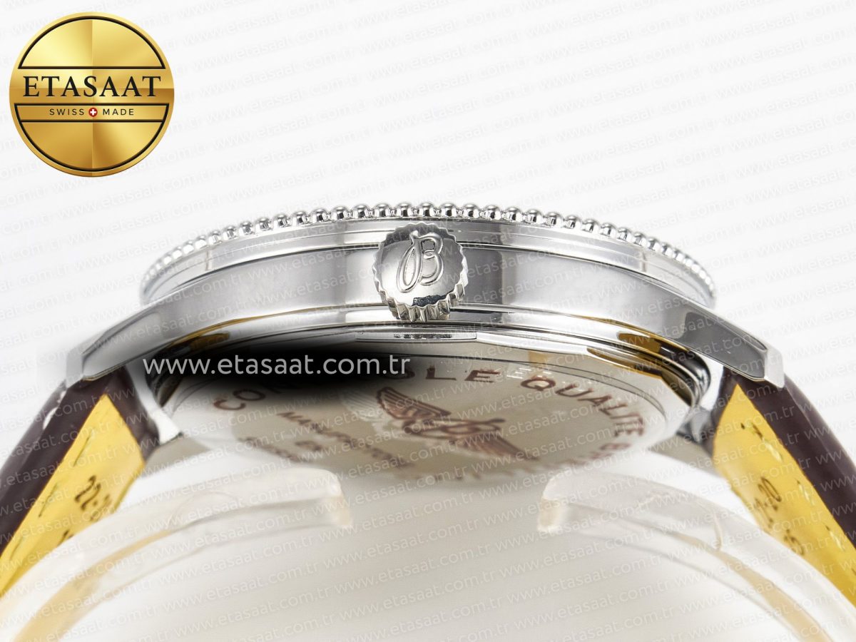 Breitling Navitimer 1 SS 41mm TF 1:1 Best Edition White Bezel Blue Dial on Brown Leather Strap A2824 - Görsel 14