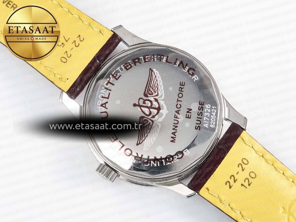 Breitling Navitimer 1 SS 41mm TF 1:1 Best Edition White Bezel Blue Dial on Brown Leather Strap A2824 - Görsel 15