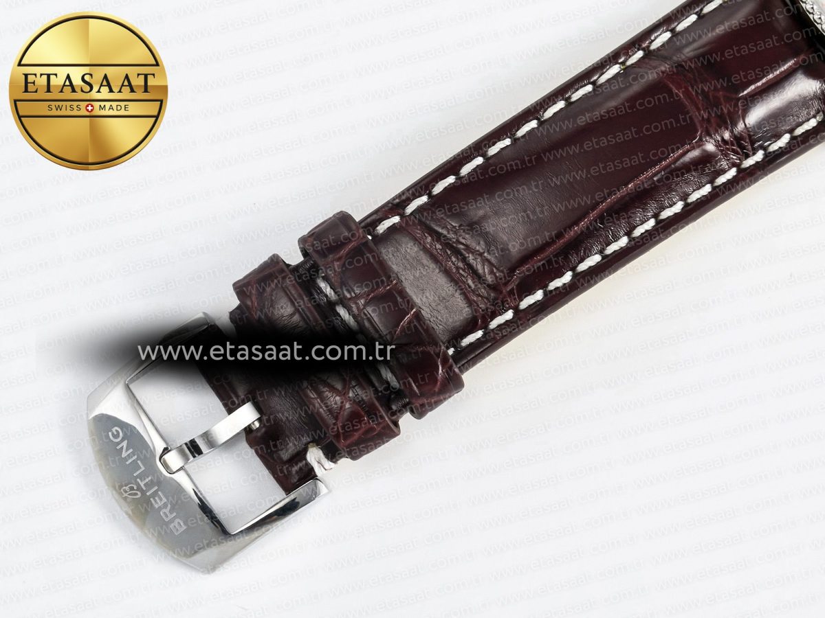 Breitling Navitimer 1 SS 41mm TF 1:1 Best Edition White Bezel Blue Dial on Brown Leather Strap A2824 - Görsel 23