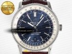 Breitling Navitimer 1 SS 41mm TF 1:1 Best Edition White Bezel Blue Dial on Brown Leather Strap A2824 - Görsel 4