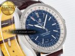 Breitling Navitimer 1 SS 41mm TF 1:1 Best Edition White Bezel Blue Dial on Brown Leather Strap A2824 - Görsel 5