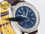 Breitling Navitimer 1 SS 41mm TF 1:1 Best Edition White Bezel Blue Dial on Brown Leather Strap A2824 - Görsel 5