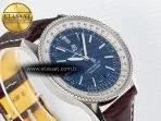 Breitling Navitimer 1 SS 41mm TF 1:1 Best Edition White Bezel Blue Dial on Brown Leather Strap A2824 - Görsel 7