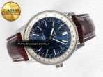 Breitling Navitimer 1 SS 41mm TF 1:1 Best Edition White Bezel Blue Dial on Brown Leather Strap A2824 - Görsel 8