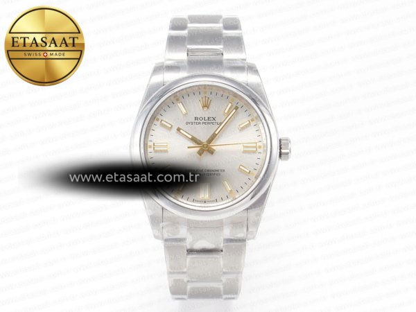 Rolex Oyster Perpetual 126000 36mm Bpf Gümüş Beyaz A3230 Eta Saat - 1:1 Süper Klon Replika Saat