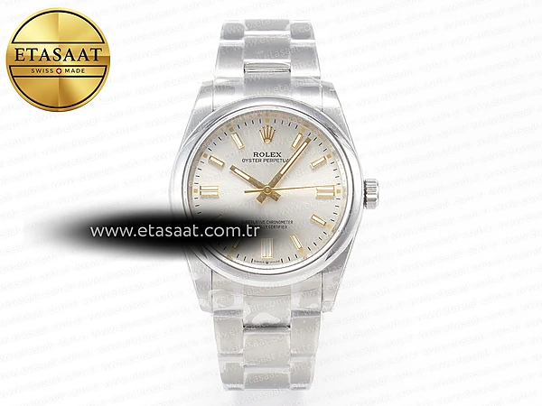 Rolex Oyster Perpetual 126000 36mm Bpf Gümüş Beyaz A3230 Eta Saat - 1:1 Süper Klon Replika Saat