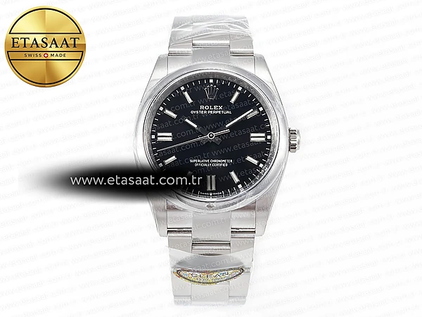 Rolex Oyster Perpetual 126000 36mm Clean Siyah VR3230 Eta Saat - 1:1 Süper Klon Replika Saat