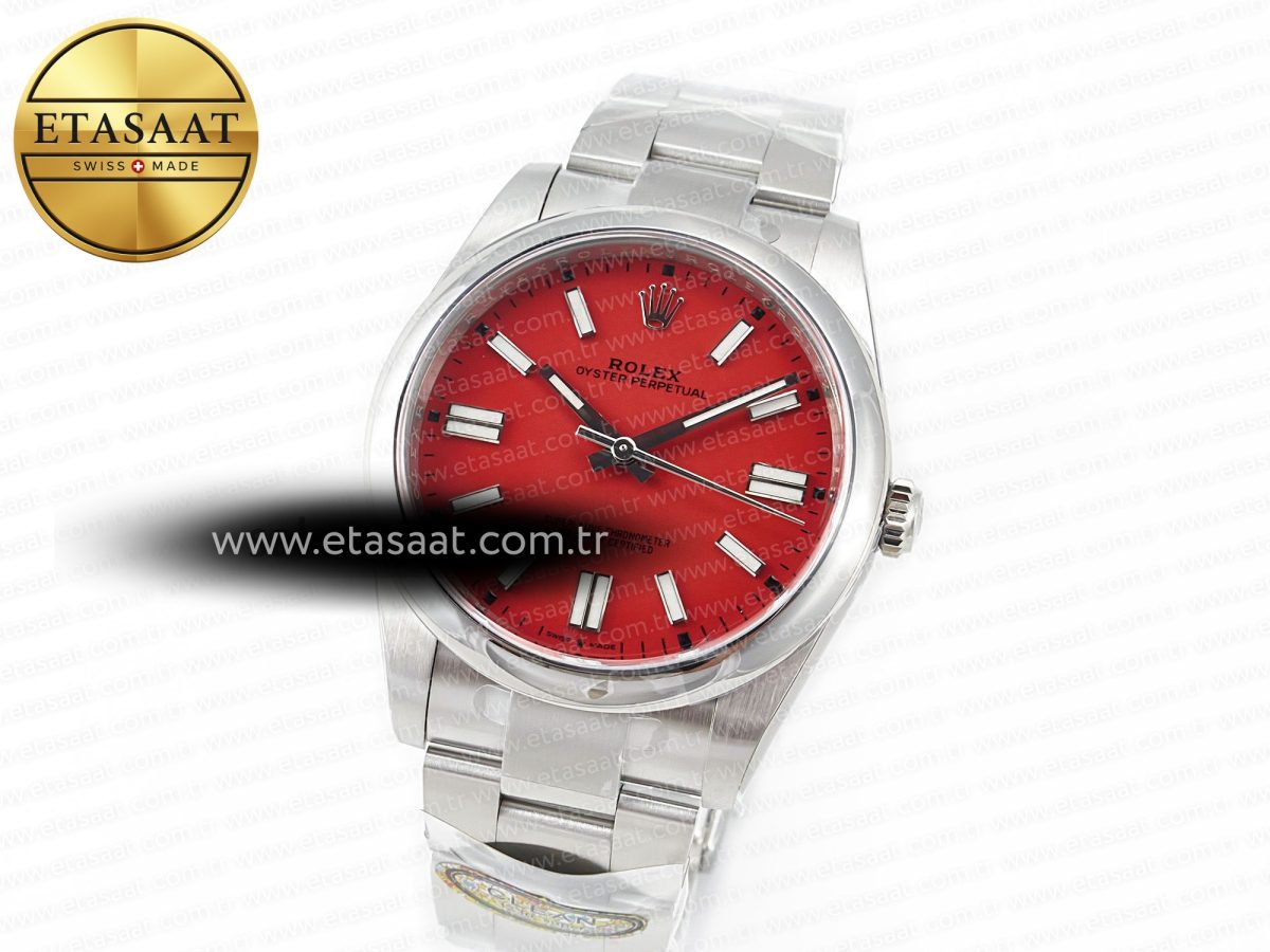 Rolex Oyster Perpetual 126000 41mm Clean 1:1 Best Edition 904L Steel Red Dial VR3230 - Görsel 1