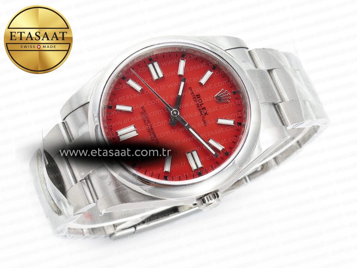 Rolex Oyster Perpetual 126000 41mm Clean 1:1 Best Edition 904L Steel Red Dial VR3230 - Görsel 11
