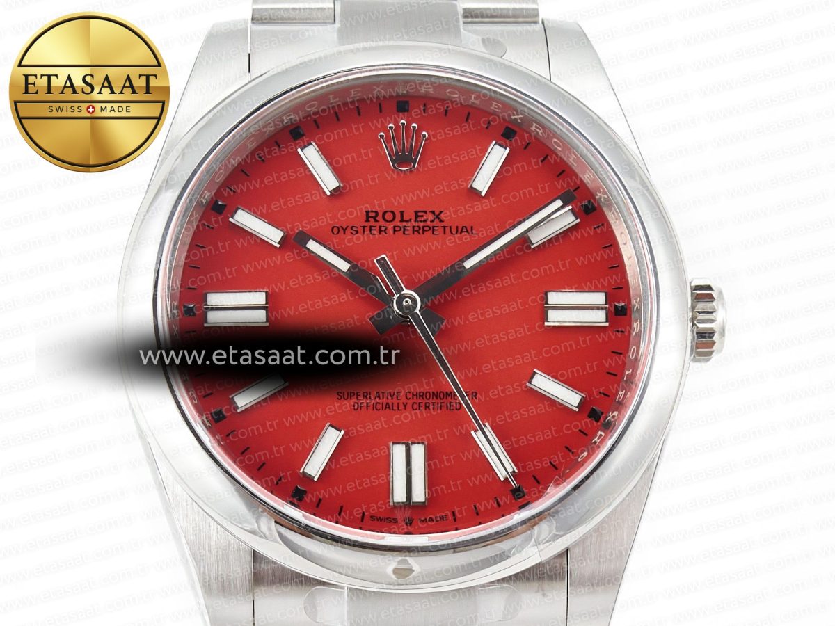 Rolex Oyster Perpetual 126000 41mm Clean 1:1 Best Edition 904L Steel Red Dial VR3230 - Görsel 4
