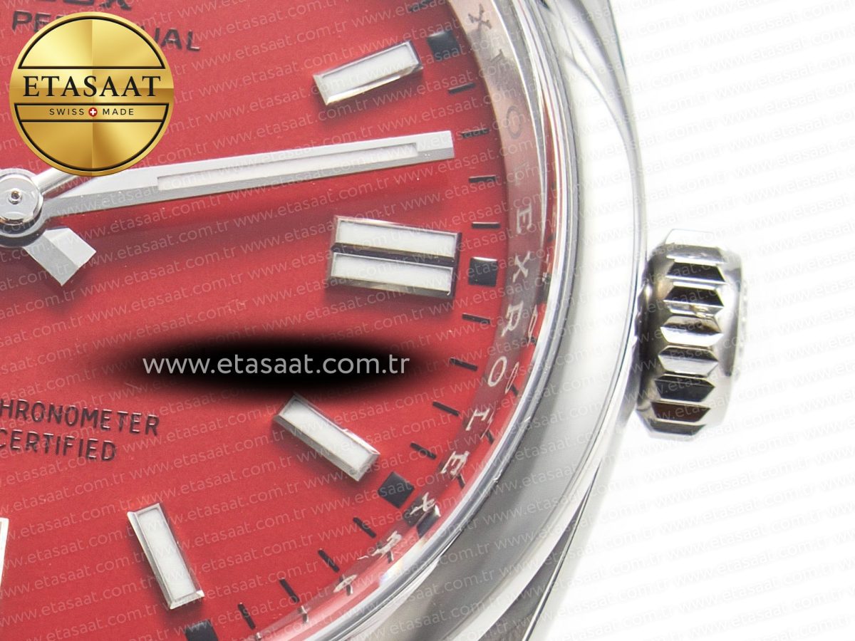Rolex Oyster Perpetual 36mm 126000 Clean 1:1 Best Edition 904L Steel Red Dial on SS Bracelet VR3230 - Görsel 11