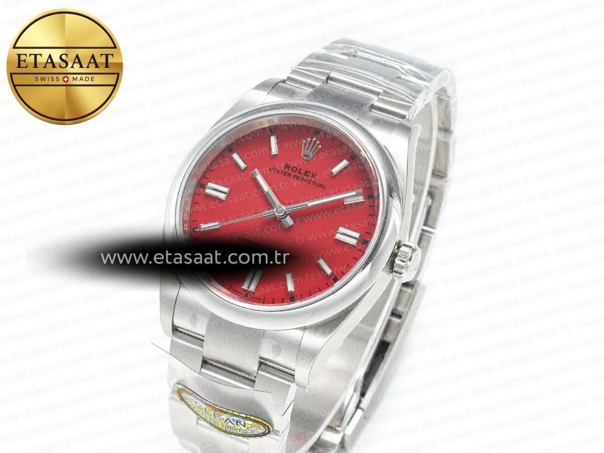 Rolex Oyster Perpetual 36mm 126000 Clean 1:1 Best Edition 904L Steel Red Dial on SS Bracelet VR3230 - Görsel 2