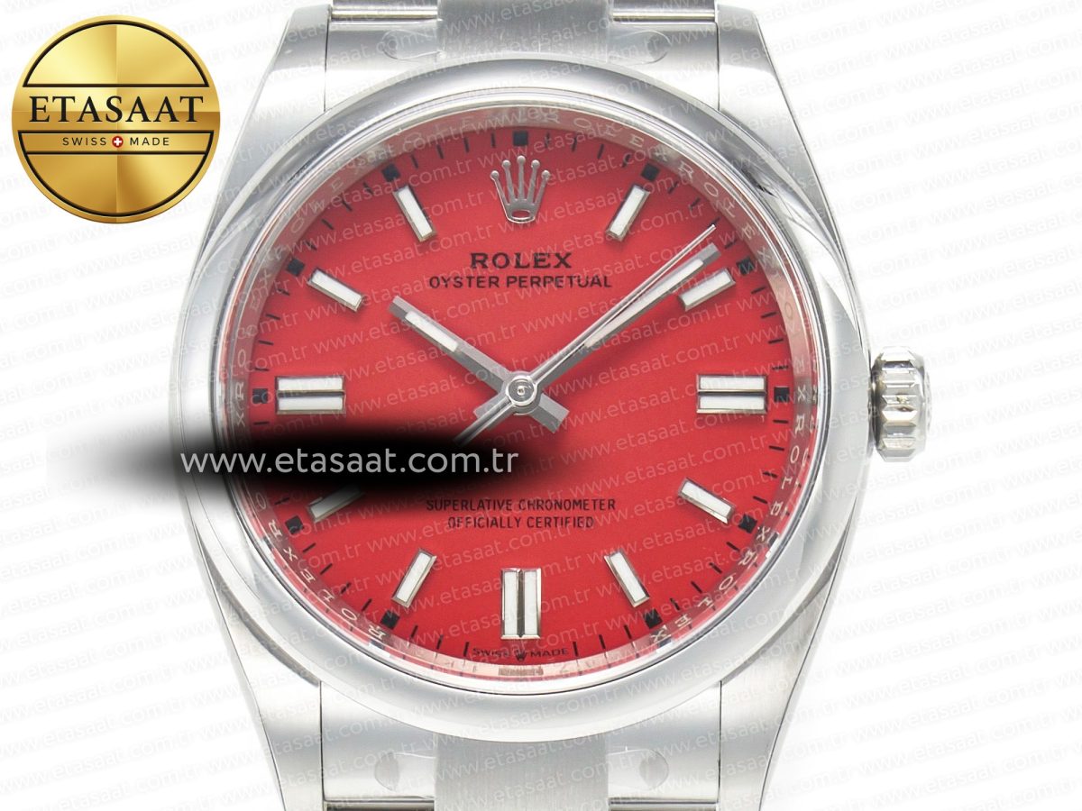 Rolex Oyster Perpetual 36mm 126000 Clean 1:1 Best Edition 904L Steel Red Dial on SS Bracelet VR3230 - Görsel 4