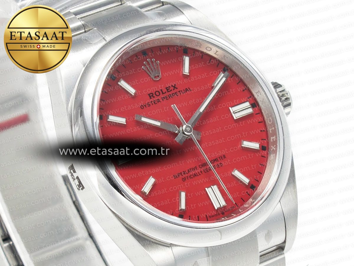Rolex Oyster Perpetual 36mm 126000 Clean 1:1 Best Edition 904L Steel Red Dial on SS Bracelet VR3230 - Görsel 5