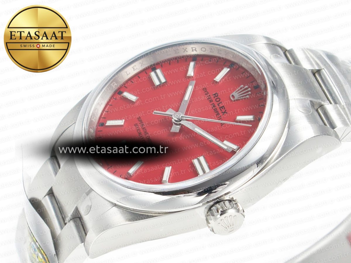 Rolex Oyster Perpetual 36mm 126000 Clean 1:1 Best Edition 904L Steel Red Dial on SS Bracelet VR3230 - Görsel 6