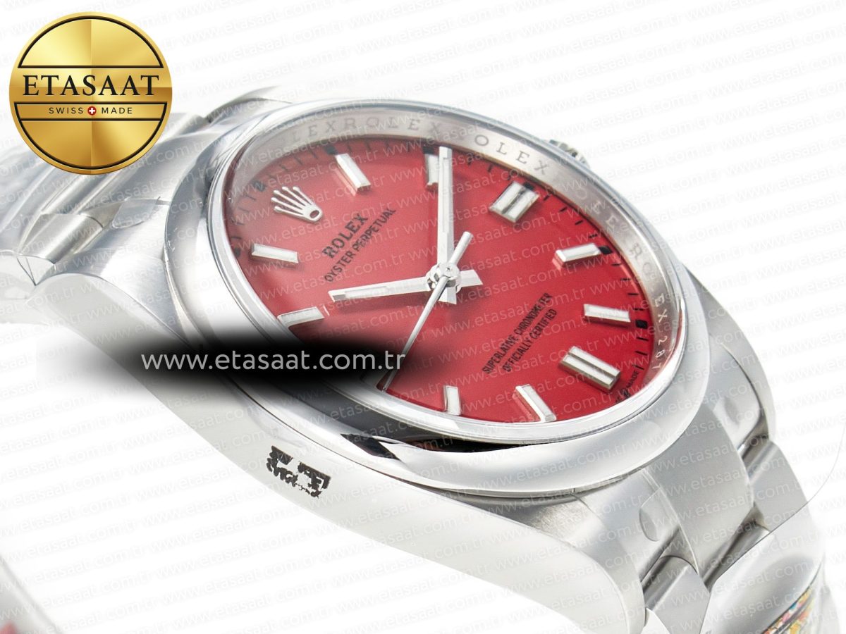 Rolex Oyster Perpetual 36mm 126000 Clean 1:1 Best Edition 904L Steel Red Dial on SS Bracelet VR3230 - Görsel 7