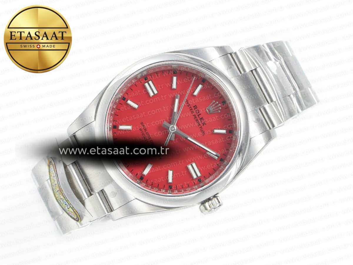 Rolex Oyster Perpetual 36mm 126000 Clean 1:1 Best Edition 904L Steel Red Dial on SS Bracelet VR3230 - Görsel 8