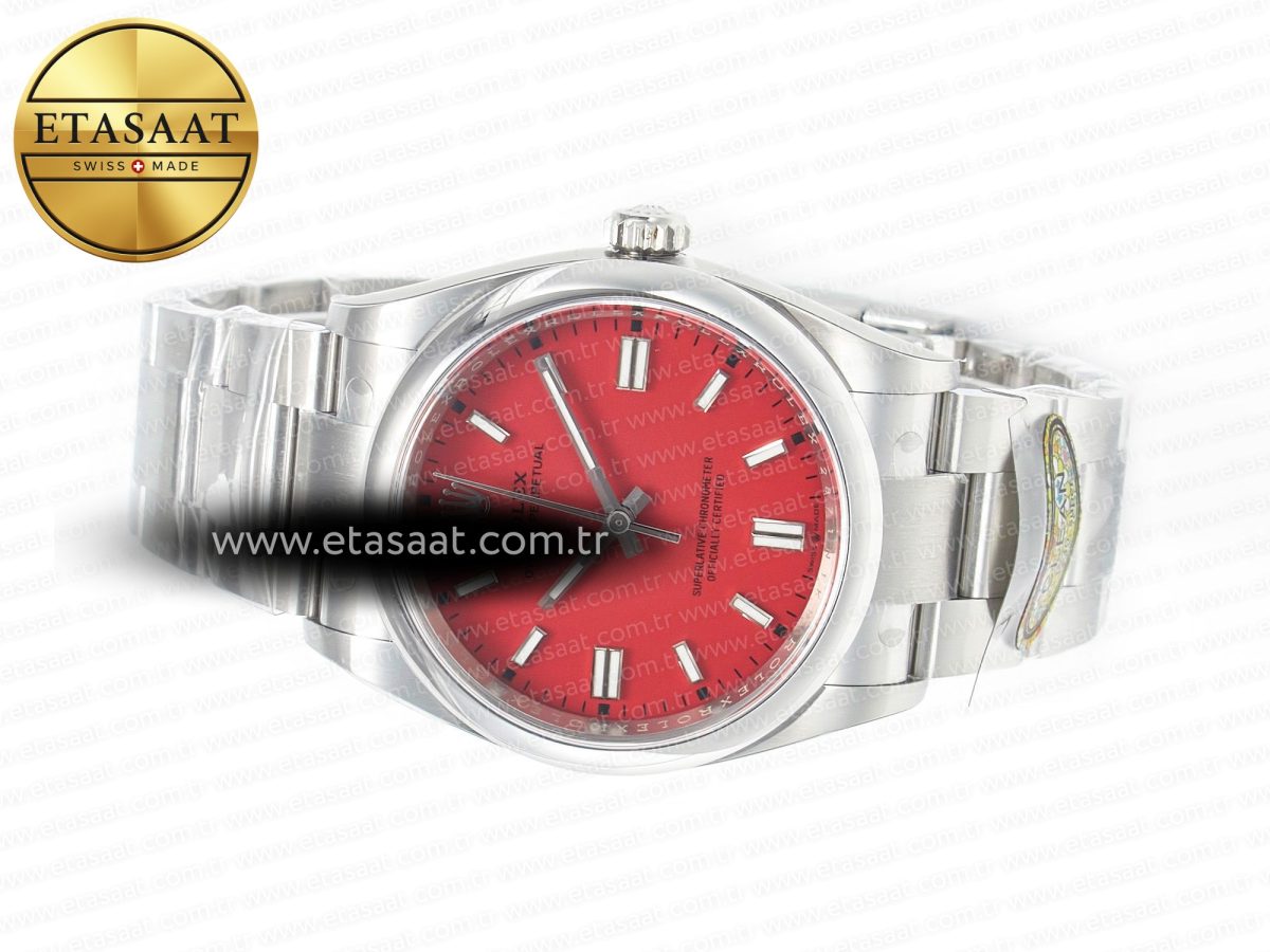 Rolex Oyster Perpetual 36mm 126000 Clean 1:1 Best Edition 904L Steel Red Dial on SS Bracelet VR3230 - Görsel 9