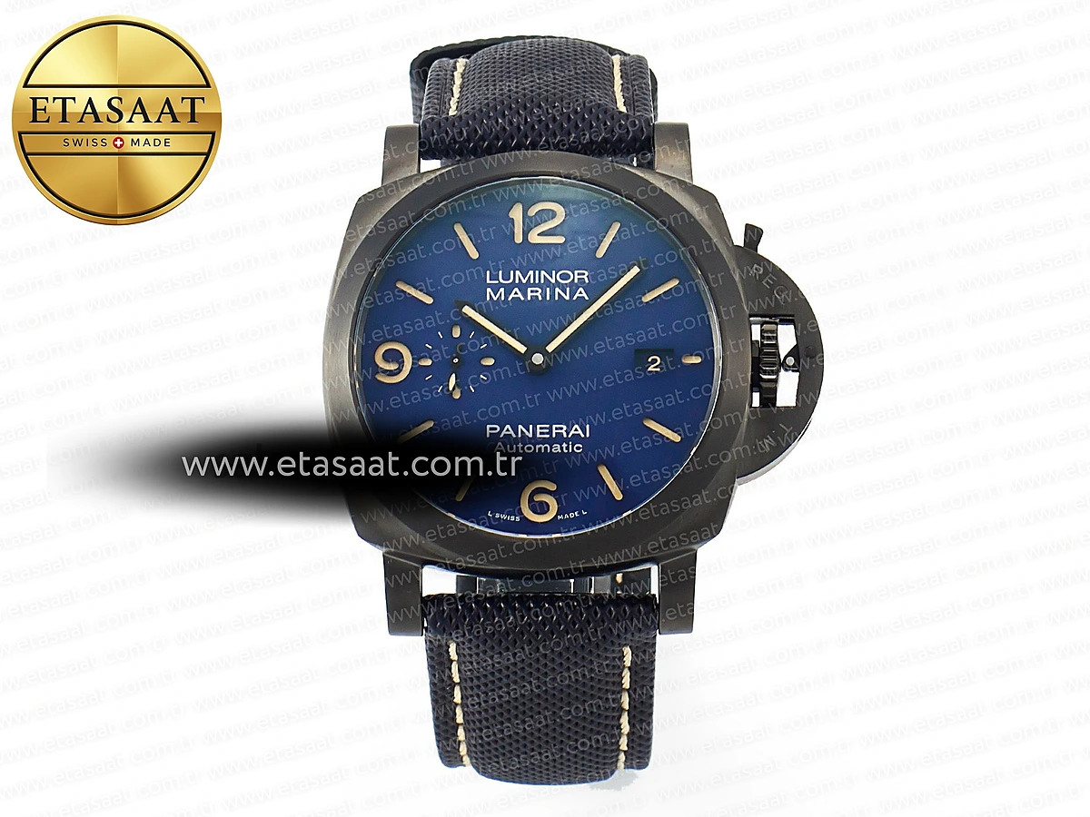 Panerai PAM1021 W TTF Mavi Kumaş Kayış P9010 Eta Saat - 1:1 Süper Klon Replika Saat