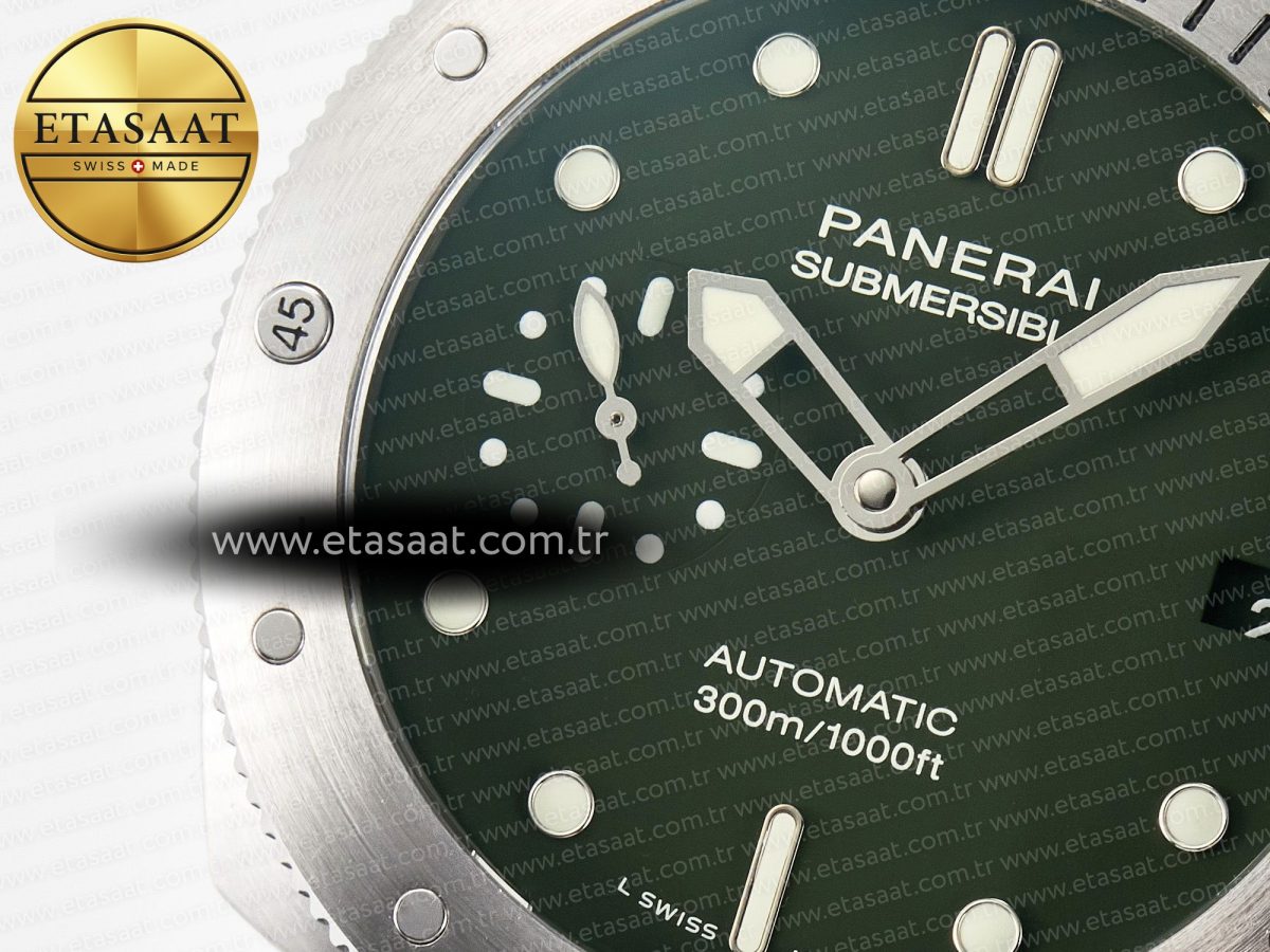 Panerai PAM1055 Luminor Submersible 42mm Verde Militare VSF 1:1 Best Edition on Green Rubber Strap P.900 Clone - Görsel 10