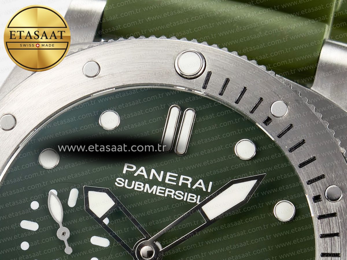 Panerai PAM1055 Luminor Submersible 42mm Verde Militare VSF 1:1 Best Edition on Green Rubber Strap P.900 Clone - Görsel 11