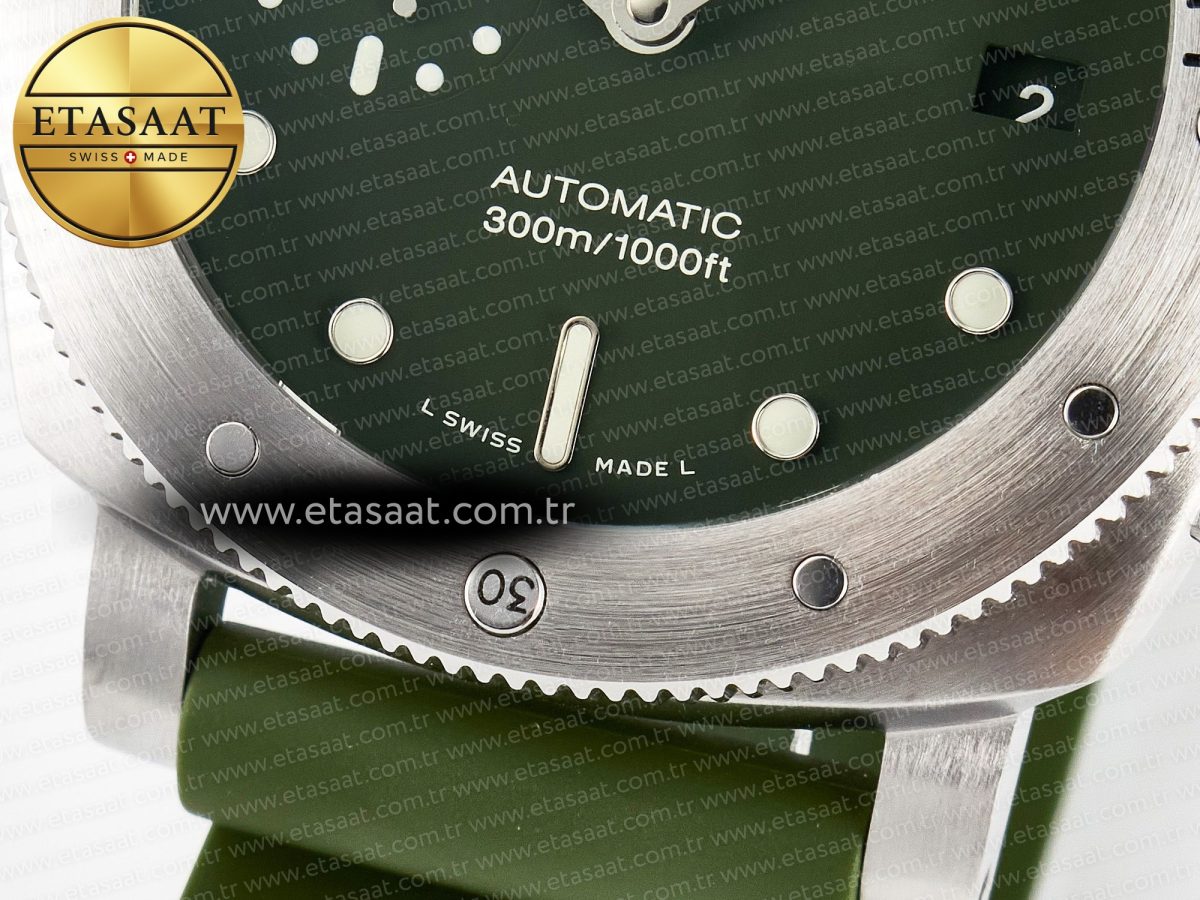 Panerai PAM1055 Luminor Submersible 42mm Verde Militare VSF 1:1 Best Edition on Green Rubber Strap P.900 Clone - Görsel 14