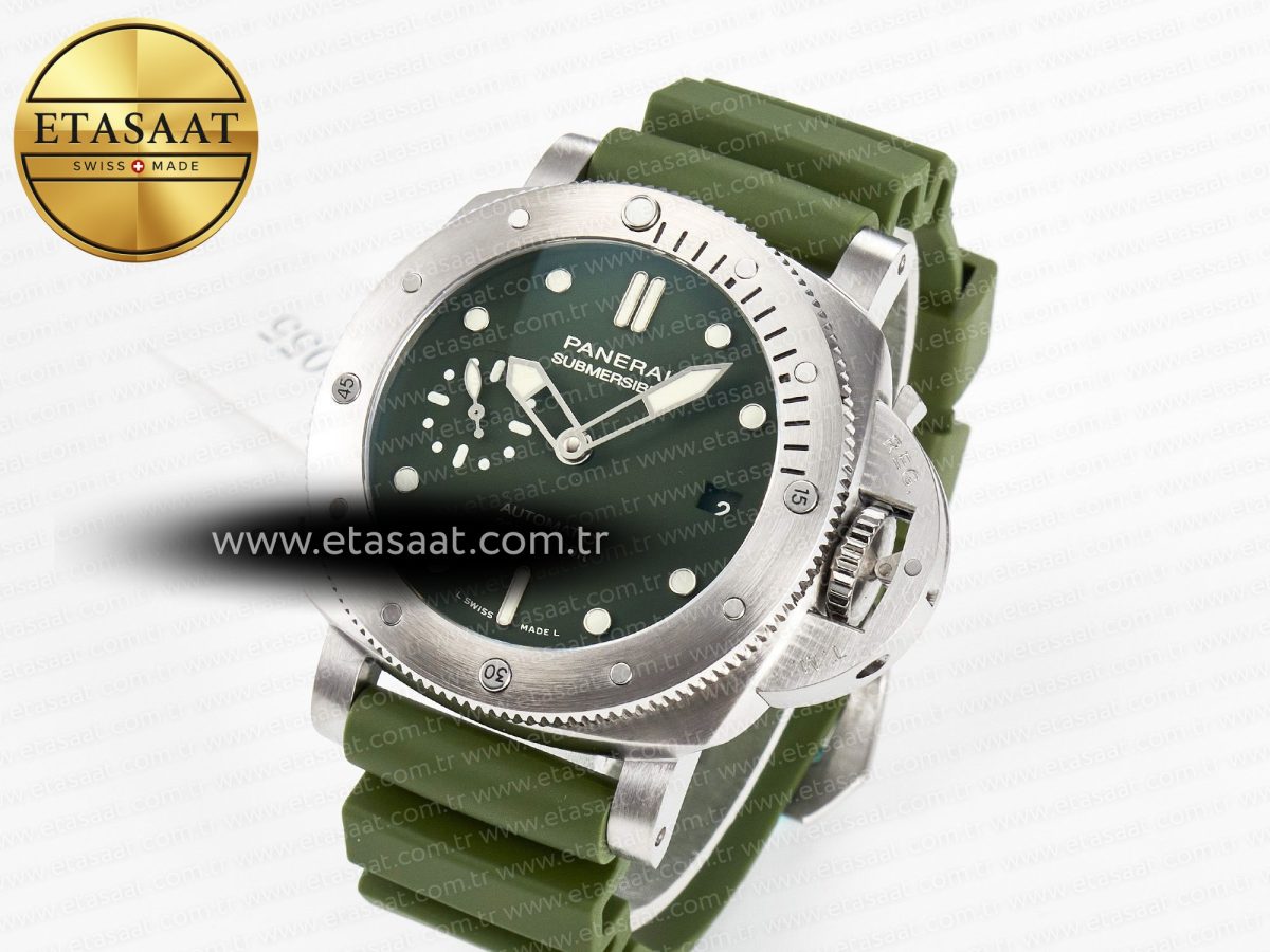 Panerai PAM1055 Luminor Submersible 42mm Verde Militare VSF 1:1 Best Edition on Green Rubber Strap P.900 Clone - Görsel 2
