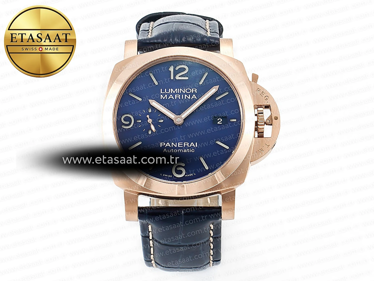 Panerai PAM1112 W TTF Mavi Deri Kayış P9010 Eta Saat - 1:1 Süper Klon Replika Saat