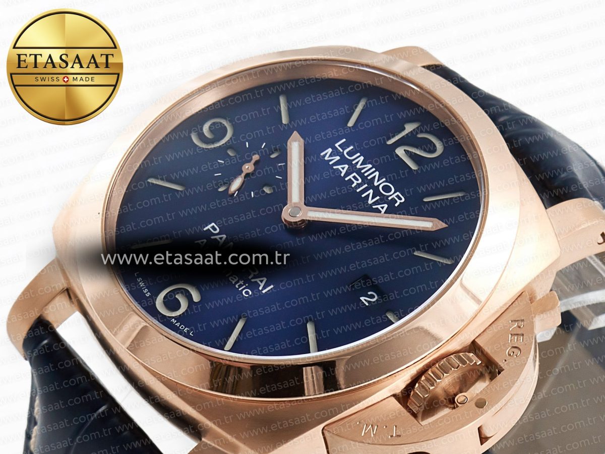 Penerai PAM1112 W TTF 1:1 Best Edition on Blue Leather Strap P9010 - Görsel 6